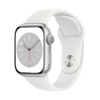 Apple Watch Series 8 GPS, 41mm Silver Aluminum Case with White Sport Band